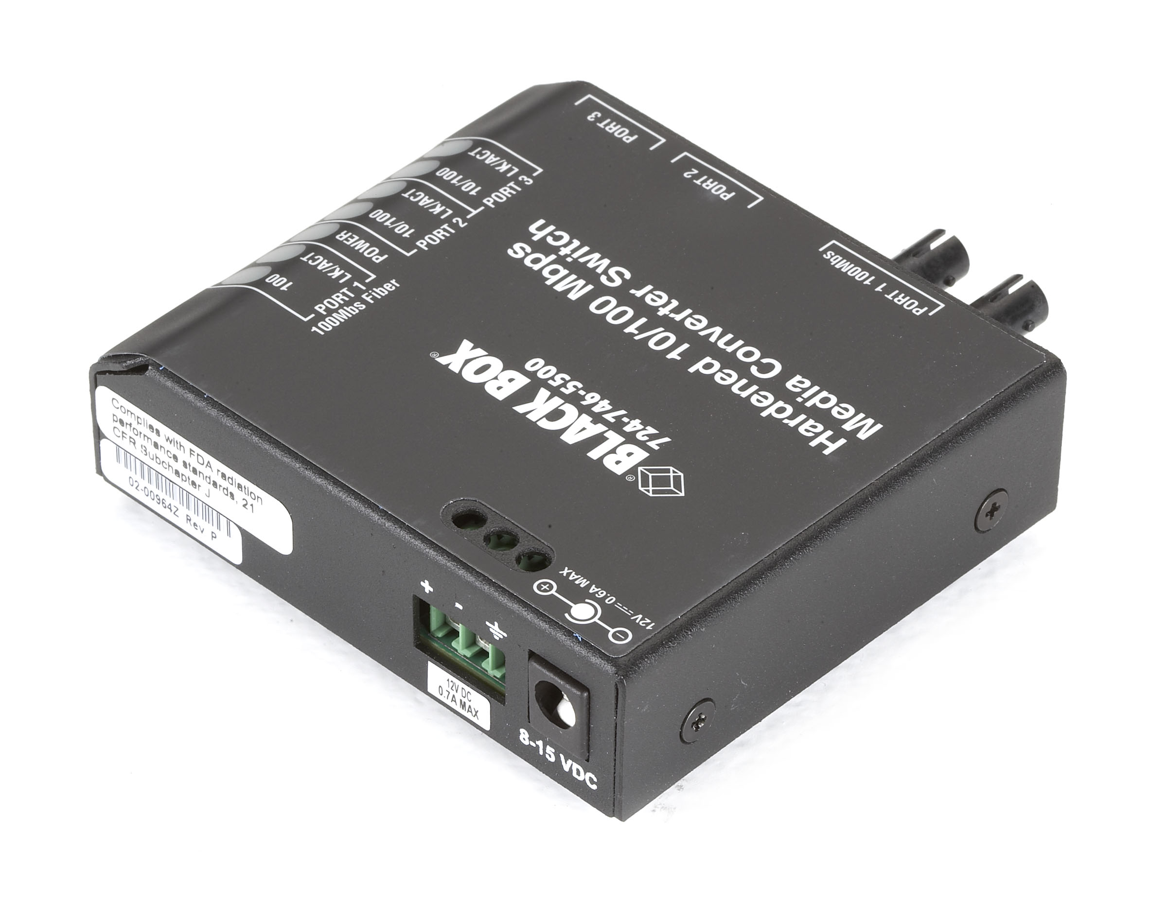 Black Box Hardened Convenient Switch 4 Port 24 VDC Din Rail mount 724-746-5500 