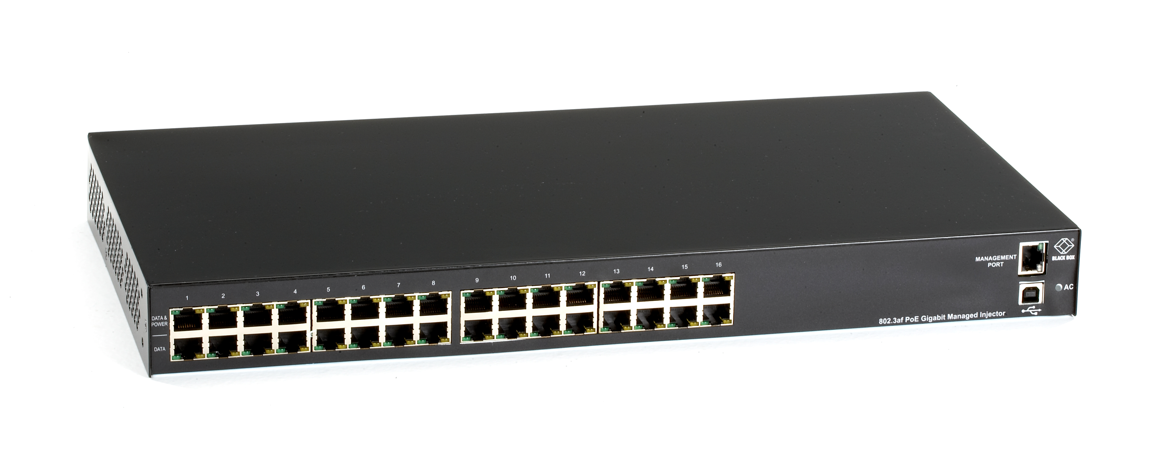 802.3af Black Box LPJ024-A-FM PoE Gigabit Ethernet Injector Managed 24-Port 