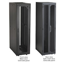 Server Cabinet - 45U, 24"Wx36"D with 10-32 Tapped Rails, Mesh Front Door, Mesh Rear Door, Solid Side Panels, (3) 4" Fan Units, Keyed Lock