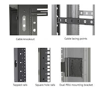Server Cabinet - 24U, 24"Wx42"D with M6 Rails, Mesh Front Door, Mesh Rear Door, Solid Side Panels, Mesh Top, Keyed Lock
