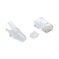CAT6A Modular RJ-45 Plug with Load Bar and Clear Snagless Strain Relief Boot - Unshielded, Solid/Stranded Conductor, 100-Pack