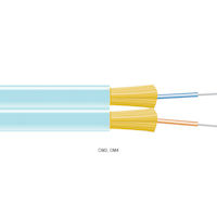 OM3 50/125 Multimode Bulk Fiber Optic Zipcord Cable - Indoor, OFNR PVC, 2-Strand, Aqua, Custom Length