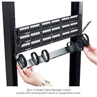 Horizontal Rackmount IT Cable Manager - 0U, 19" Single-Sided Black