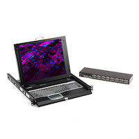 ServTray KVM LCD Console Tray and Switch - 17", 1-Port, Single-Rail, DVI-D, VGA, PS/2, USB, EU