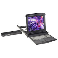 ServView KVM LCD Console Tray and Switch - 17", 1-Port, Dual-Rail, DVI, VGA, USB or PS/2, EU Cables