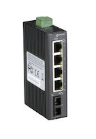 LBH120 Series Fast Ethernet (100-Mbps) Hardened Temperature Switch - (4) 10/100-Mbps Copper RJ45, (1) 100-Mbps Singlemode Fiber, 1300nm, 20km, SC