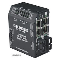 LBH240 Series Fast Ethernet (100-Mbps) Hardened Temperature Switch - 10/100-Mbps Copper RJ45, 100-Mbps Multimode Fiber, 1300nm, 2km, 24V DC-Power, DIN Rail