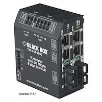 LBH240 Series Fast Ethernet (100-Mbps) Extreme Temperature Switch - (4) 10/100-Mbps Copper RJ45, (2) 100-Mbps Singlemode Fiber, 1300nm, 20km, SC, 24V DC-Power, DIN Rail