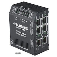 LBH600 Series Fast Ethernet (100-Mbps) Hardened Temperature Switch - (6) 10/100-Mbps Copper RJ45, 24V DC-Power, DIN Rail
