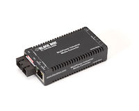MultiPower Miniature Fast Ethernet (100-Mbps) Industrial Media Converter - 10/100-Mbps Copper to 100-Mbps Singlemode Fiber, Hardened Temperature, 1310nm, 40km