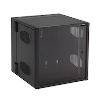 Wallmount Cabinet Enclosure - 12U, 24-in. W x 25-in. D, 19-in. Rackmount, M6 Rails, Locking Plexiglass Front, Double-Hinged, 250-lb. Capacity